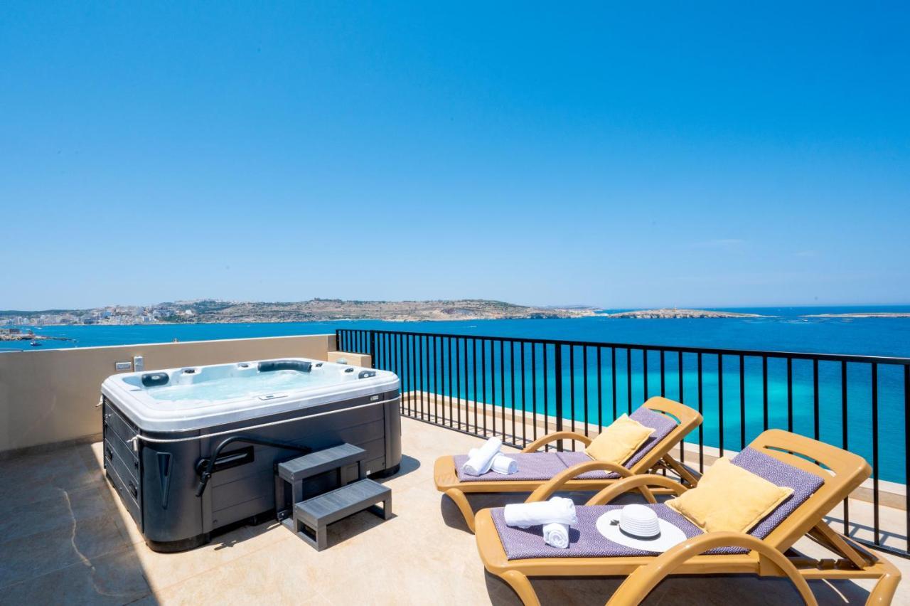 Апартаменти Islet Promenade Seafront Penthouse With Breathtaking Seaviews And Private Hot Tub On The Large Terrace By Getawaysmalta Сент-Полс-Бей Екстер'єр фото